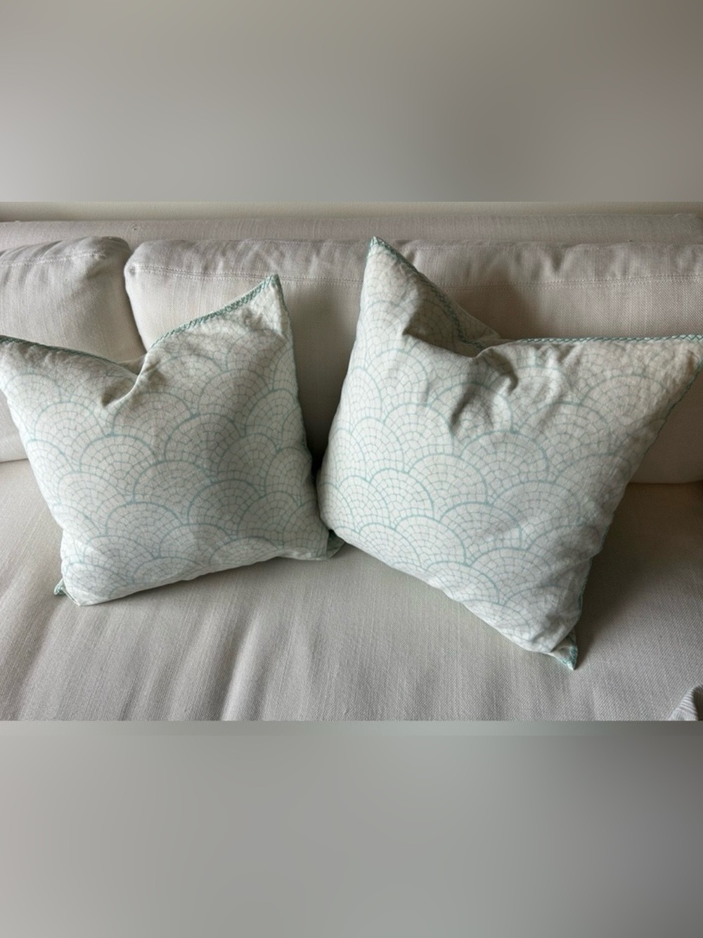 John Robshaw Linen Plowcases with Embroidetef Edges, Set/2